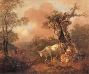 Thomas Gainsborough Landscape with a Woodcutter cowrting a Milkmaid oil painting